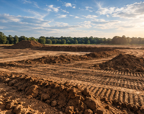 Illustrative image of a graded dirt site under open sky