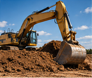 Illustrative image of an excavator moving dirt